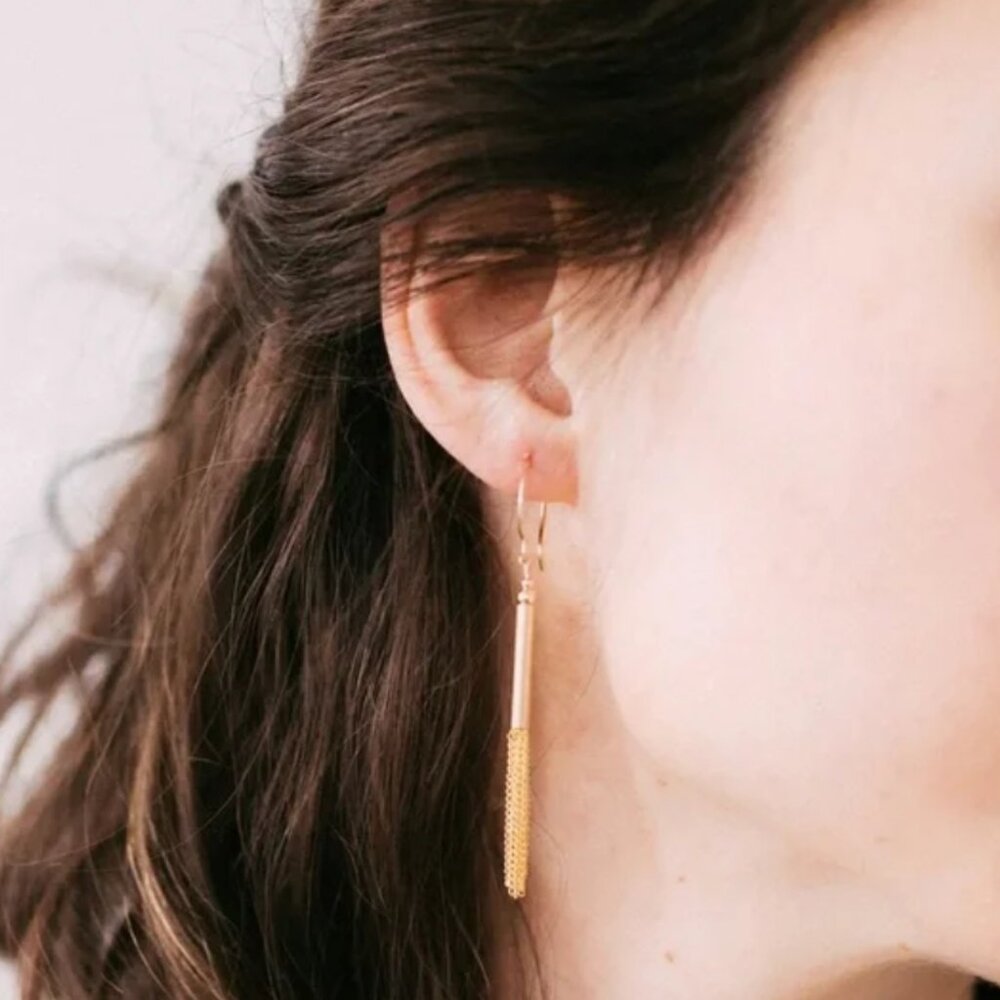 Favor Jewelry Chain Tassel Flare Earrings 14k gold fill nickel-free